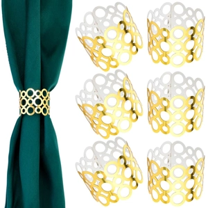 Ronds de serviette évidés dorés pour décoration de table de mariage et d'hôtel