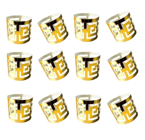 Lot de 12 ronds de serviette dorés réfléchissants au design géométrique ajouré