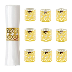 Set of 10 gold butterfly hollow cut napkin rings for wedding and party table decor