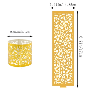Serviettenring aus Goldpapier mit Weinreben-Laserschnitt, Maße 17 cm Länge und 5,2 cm Durchmesser