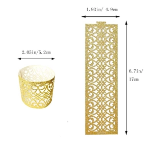Detail showing laser-cut gold glitter cupcake wrapper with flat and rolled dimensions