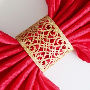 Laser Cut Paper Napkin Rings Glitter European Style Heart Pattern Napkin Buckles For Wedding Banquet Party Table Decoration