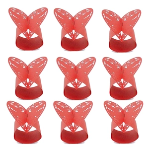 Lot de 9 ronds de serviette papillon rouges en papier découpé au laser pour mariage