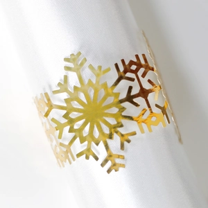 Ronds de Serviette Flocon de Neige Ajourés Coupe au Laser Papier Perlé Décoration pour Noël Mariage Hiver Banquet Fête