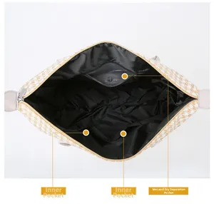 Vue intérieure du sac de voyage avec poches internes et compartiment sec et humide