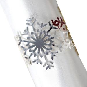 Rond de serviette flocon de neige en argent élégant avec design en métal pour décor de Noël