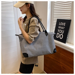 Sac de voyage chic avec motif pied-de-poule, grande capacité pour yoga et fitness
