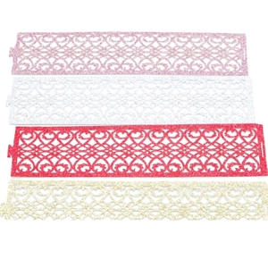Laser-cut glitter paper napkin rings with elegant hollow heart and vine patterns in 4 colors