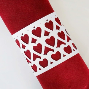 Laser cut heart pattern white paper napkin ring for elegant wedding table settings