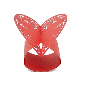 Elegant red laser-cut dove butterfly napkin ring for wedding and banquet table decor