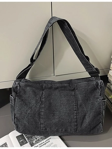 Große Kapazität Gewaschene Denim Umhängetasche Für Damen Vintage Messenger Schulter Tote Tasche Lässig Schule Reise Tasche