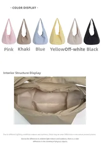 Detail view of large nylon tote bags in six colors with magnetic closure structure