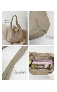 Detail view of large capacity canvas tote bag with reinforced corners and wide strap