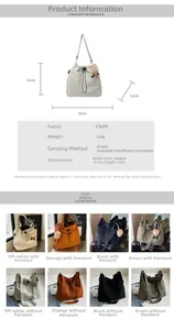 Graphique détaillé du grand sac fourre-tout, dimensions 33x31x12cm et options de couleur