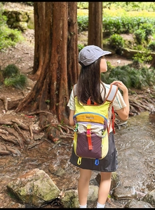 Sac à dos en nylon imperméable avec design patchwork coloré pour la randonnée