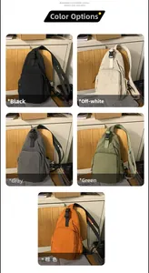 Multi-angle detail of the adjustable strap and buckle on a nylon outdoor sling bag