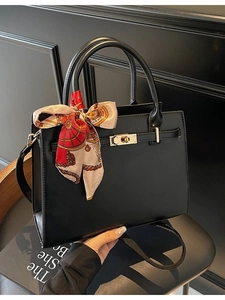 Fashion Large Capacity Women Handbag PU Leather Wedding Red Top Handle Crossbody Bag With Decorative Silk Scarf And Metal Lock