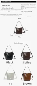 Guide des dimensions d'un sac seau tissé avec tailles détaillées et options de sangles