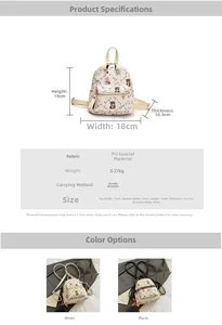 Paramètres de taille détaillés et matériaux du mini sac à dos mignon avec motifs cartoon