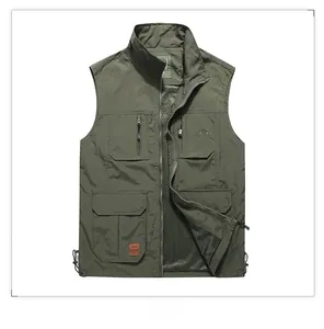 Detailed macro view of the multi-pocket structure and breathable mesh lining of the vest