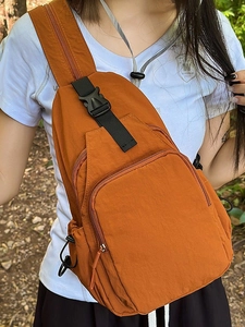 Caramel multi-functional crossbody chest bag with adjustable strap for outdoor travel