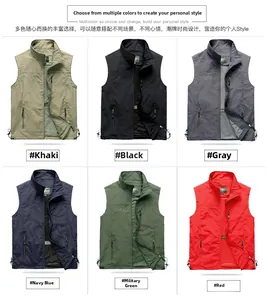 Outdoor leisure vest color matrix with multi-pocket design and breathable mesh lining