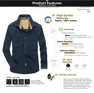 Dettaglio del tessuto in cotone blu scuro della camicia e dei bottoni in metallo