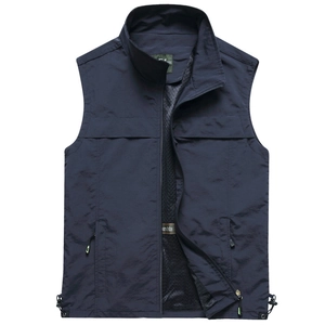 Gilet de travail extérieur bleu marine avec bandes réfléchissantes et doublure filet