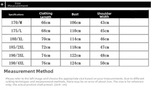 Size chart showing bust and length measurements for men spring vest from M to 4XL