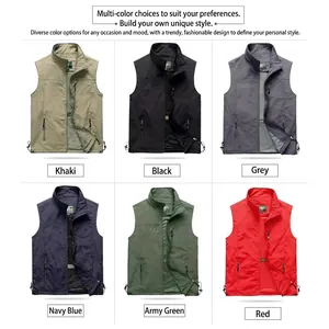 Men's multi-pocket outdoor vest in six colors for fishing, photography and hiking