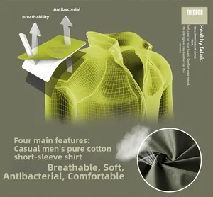 Détail du tissu en coton respirant pour chemise homme à manches courtes style militaire