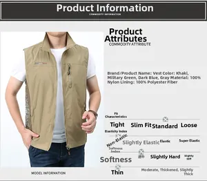 Detail view of khaki tactical vest featuring stand collar, metal zipper, and mesh vents