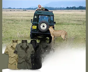 Détails des chemises cargo à manches courtes en coloris kaki, vert armée et noir