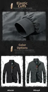 Detail of elastic ribbed cuffs on a windproof casual jacket with color options