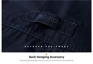 Detail of winter jacket back hanging loop with fashion embroidery on twill fabric