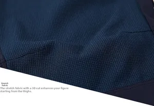 Macro detail of breathable navy blue mesh fabric with high elasticity and 3D cutting