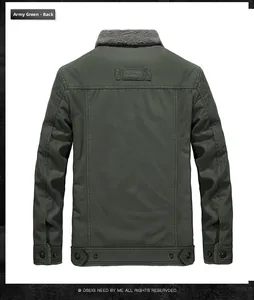 Rear view of military green padded winter jacket with fleece collar and FASHION patch