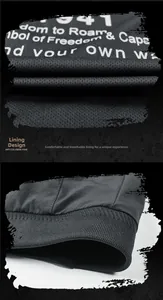 Detail of breathable black mesh lining and ribbed cuffs on a men's sport windbreaker jacket