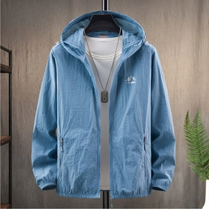 Détails de veste de protection solaire légère pour homme avec capuche et poches zippées