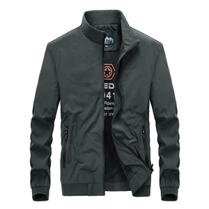 Men's Casual Quick Dry Windbreaker Jacket Stand Collar Four-Way Stretch Loose Outwear Plus Size Letter Printed Fashion Jacket