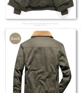 Detail view of winter workwear jacket with thick fleece lining and durable canvas back