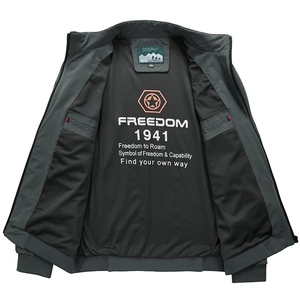 Men's dark gray loose outdoor windbreaker jacket with quick-dry mesh lining and zipper