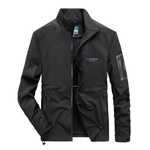 Men's Stand Collar Casual Jacket Windproof Breathable Outdoor Zip Up Outerwear Lightweight Autumn Sporty Fashion Top Jacket
