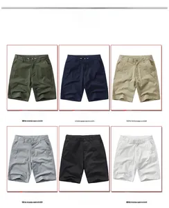 Detailed grid view showcasing six colors of men's casual shorts with stitch details