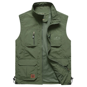 Men Outdoor Quick Dry Fishing Vest Lightweight Mesh Photography Waistcoat Casual Multi-Pocket Gilet Plus Size Sleeveless Jacket