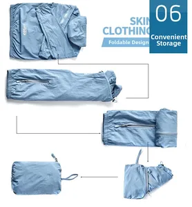 Veste de protection solaire bleu clair pour hommes pliable en une pochette portable