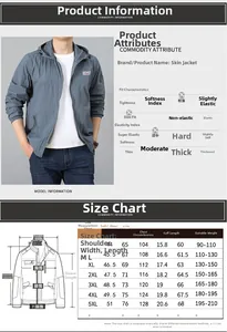 Guide des tailles détaillé et tableau des mesures pour veste de protection solaire légère homme