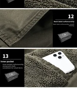 Detailed view of winter cargo jacket featuring fleece lining and hidden interior pocket