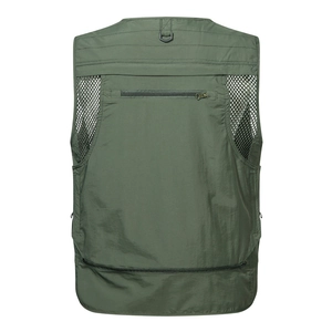 Gilet de pêche extérieur vert armée avec poches multiples et structure en maille aérée
