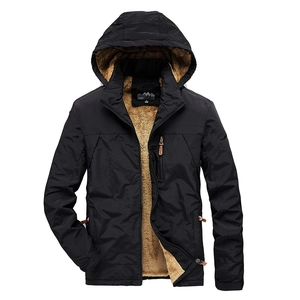 Veste à capuche coupe-vent pour homme avec doublure polaire chaude et poche poitrine zippée